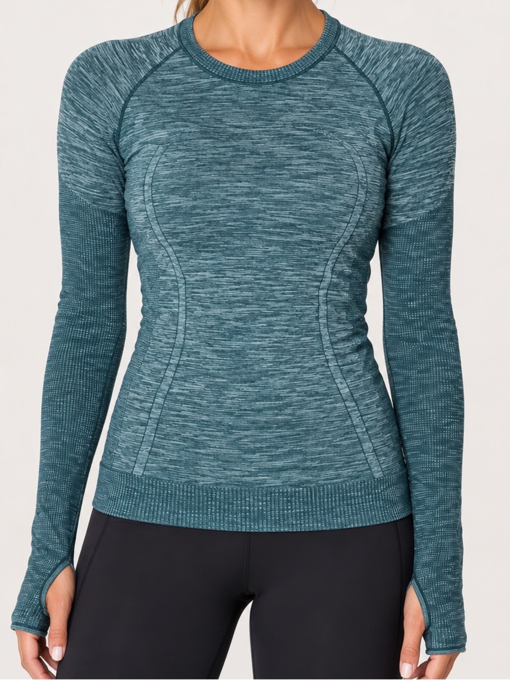 Lululemon Swiftly Wool Long Sleeve Thumbhole Pullover Submarine White Size 2